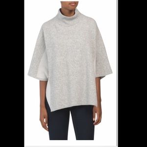 Light gray wool and cashmere poncho